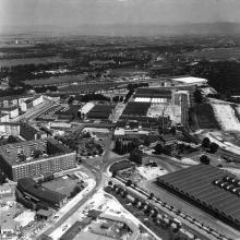 Luftbild von 1958 noch mit Schlachthof, Milchzentrale, Depot - Quelle MARCHIVUM