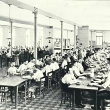 Speisesaal in der Gerberei - Foto Carl Schütte um 1899 - Quelle: Stadtarchiv Weinheim