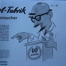 Dr.Unblutig  in einer ganzseitigen Anzeige von 1959 zu 40 Jahre Kukirol-Fabrik